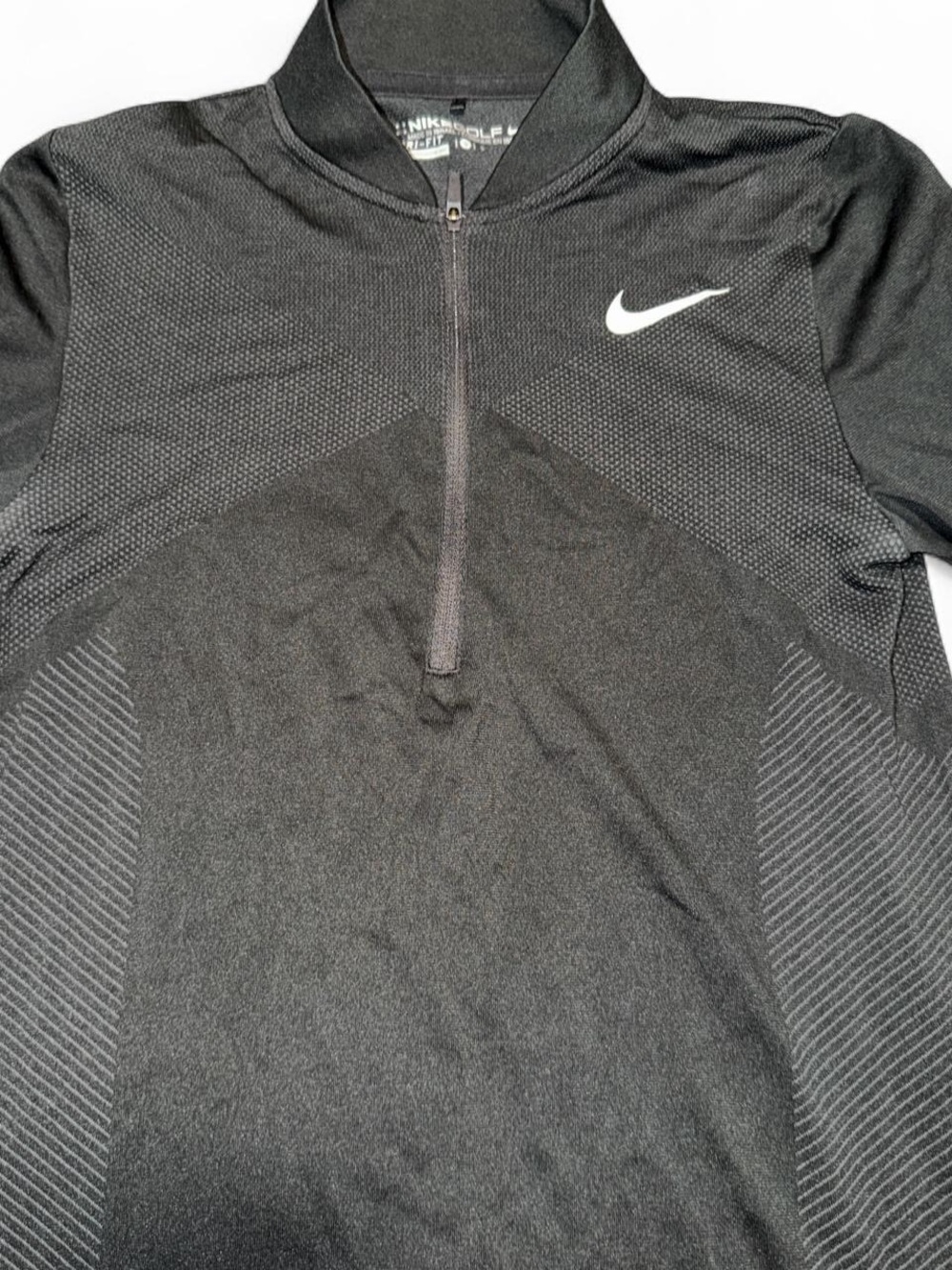 Nike Black Half-Zip Performance Top with White Swoosh